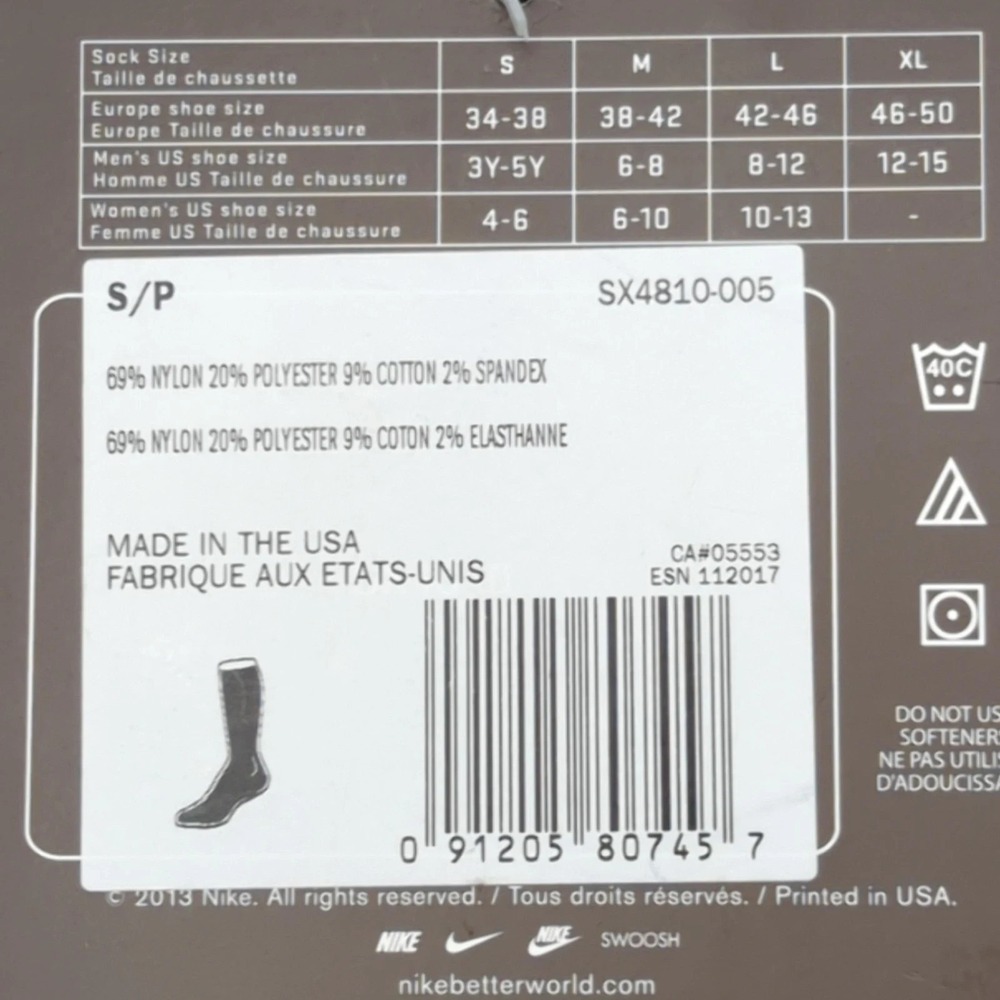 Nike Baseball Socks Womens Small Dri-Fit Performance Cushioned‎ 2 Pair Made USA - Picture 3 of 5